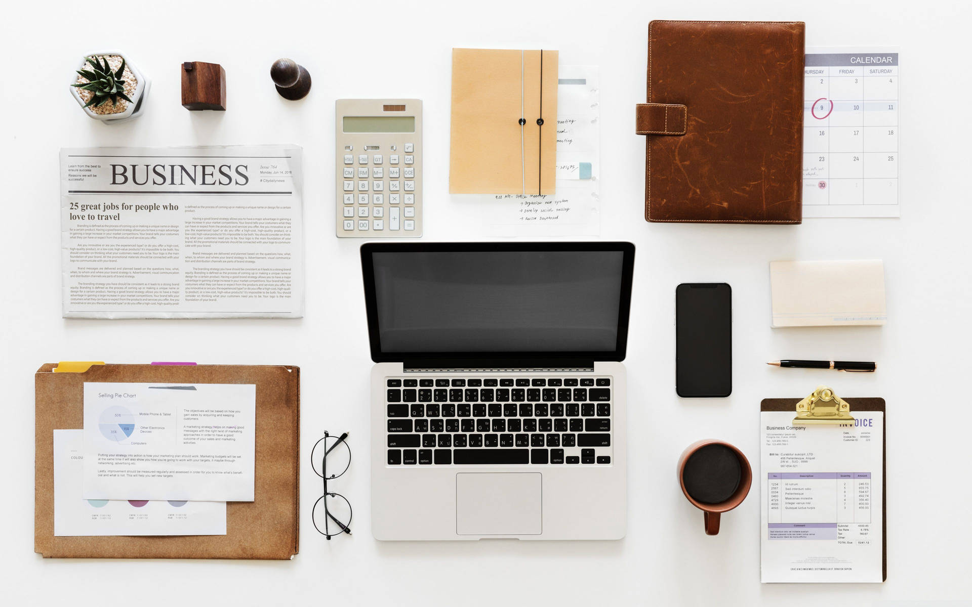 Modern Accounting Desk Items Background