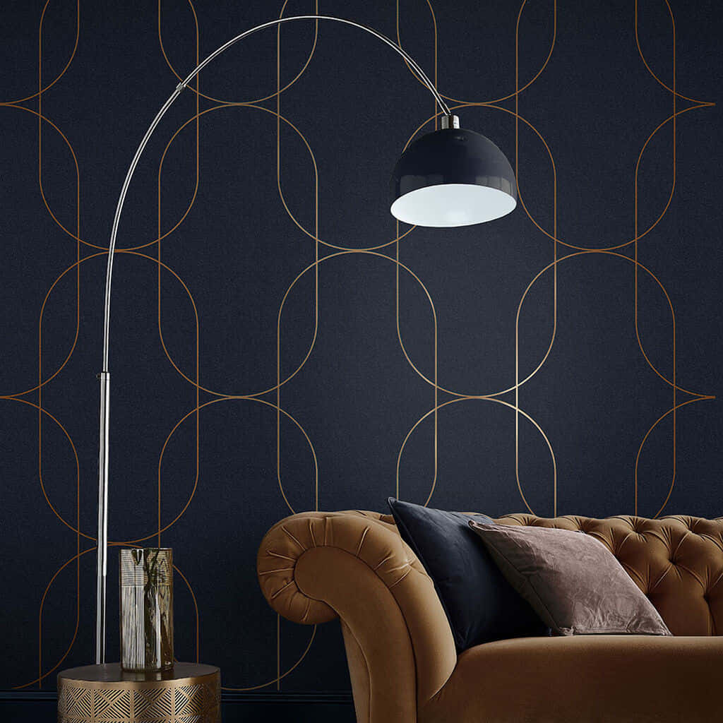 Modern Arched Floor Lampwith Pendant Light Background