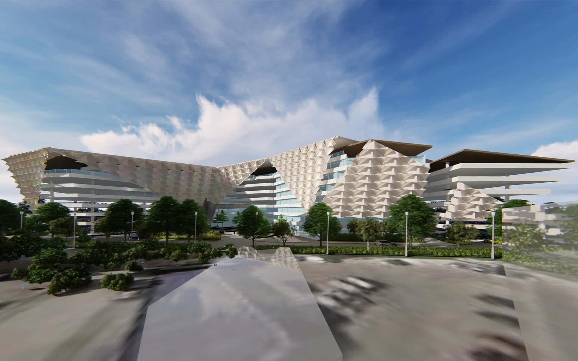 Modern Architecture Office Building Design Background