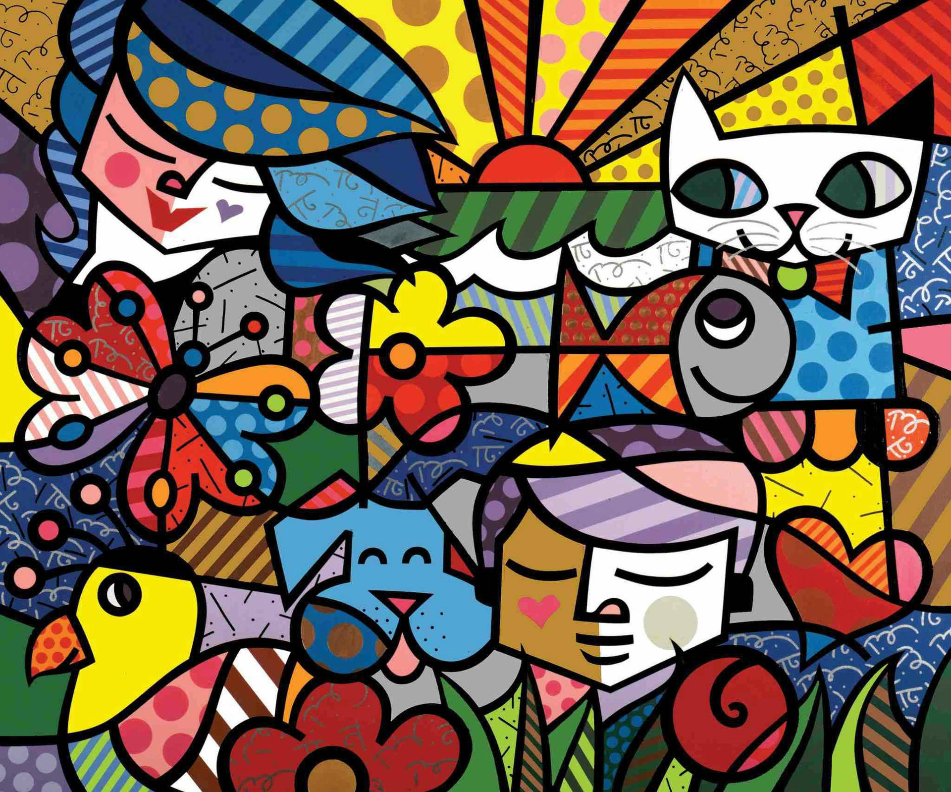 Modern Art Britto Garden Background