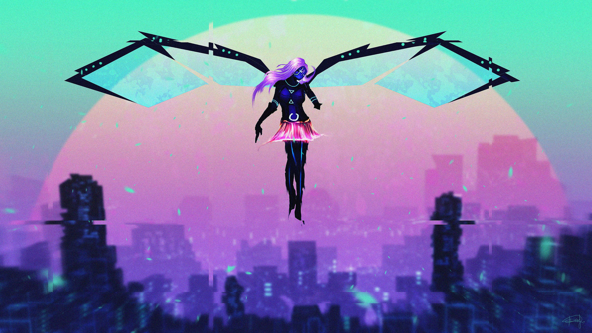 Modern Art Flying Girl Background