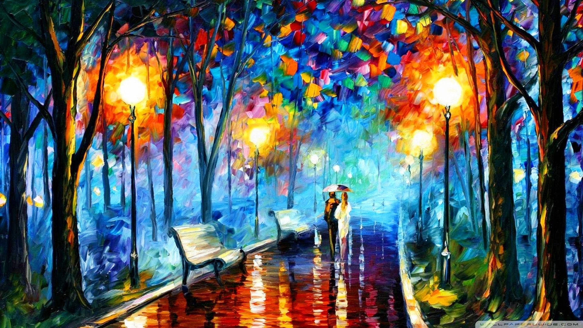 Modern Art Lovers Oil Painting Background