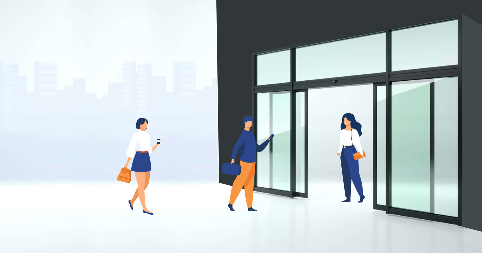 Modern Automatic Sliding Door Illustration Background