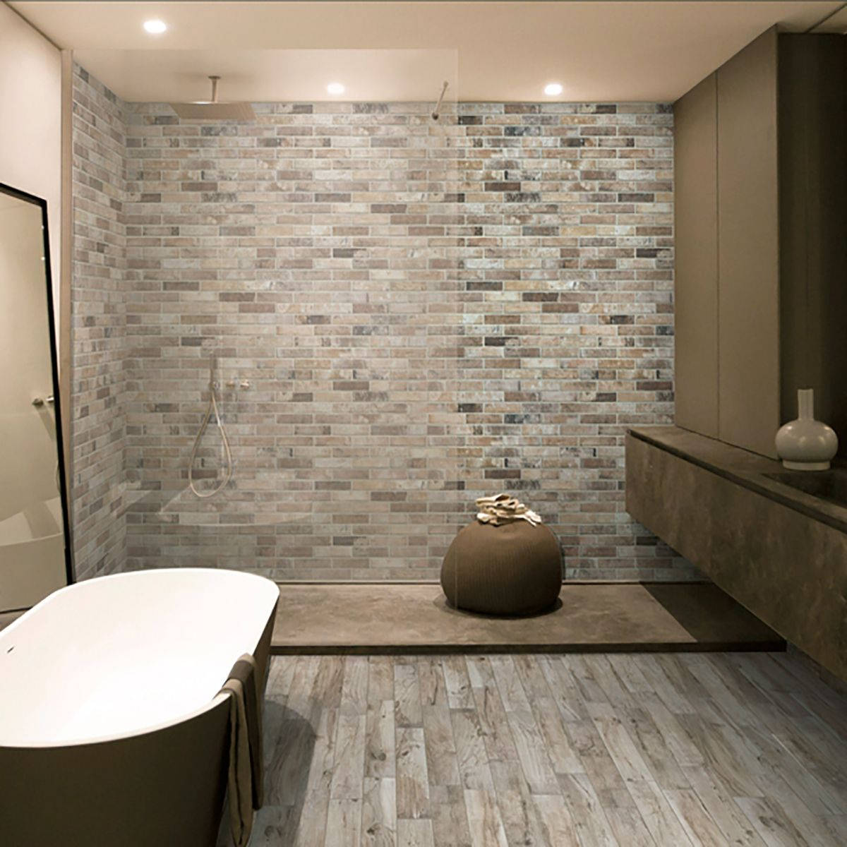 Modern Bathroom With High-end Porcelain Floor Tiles Background