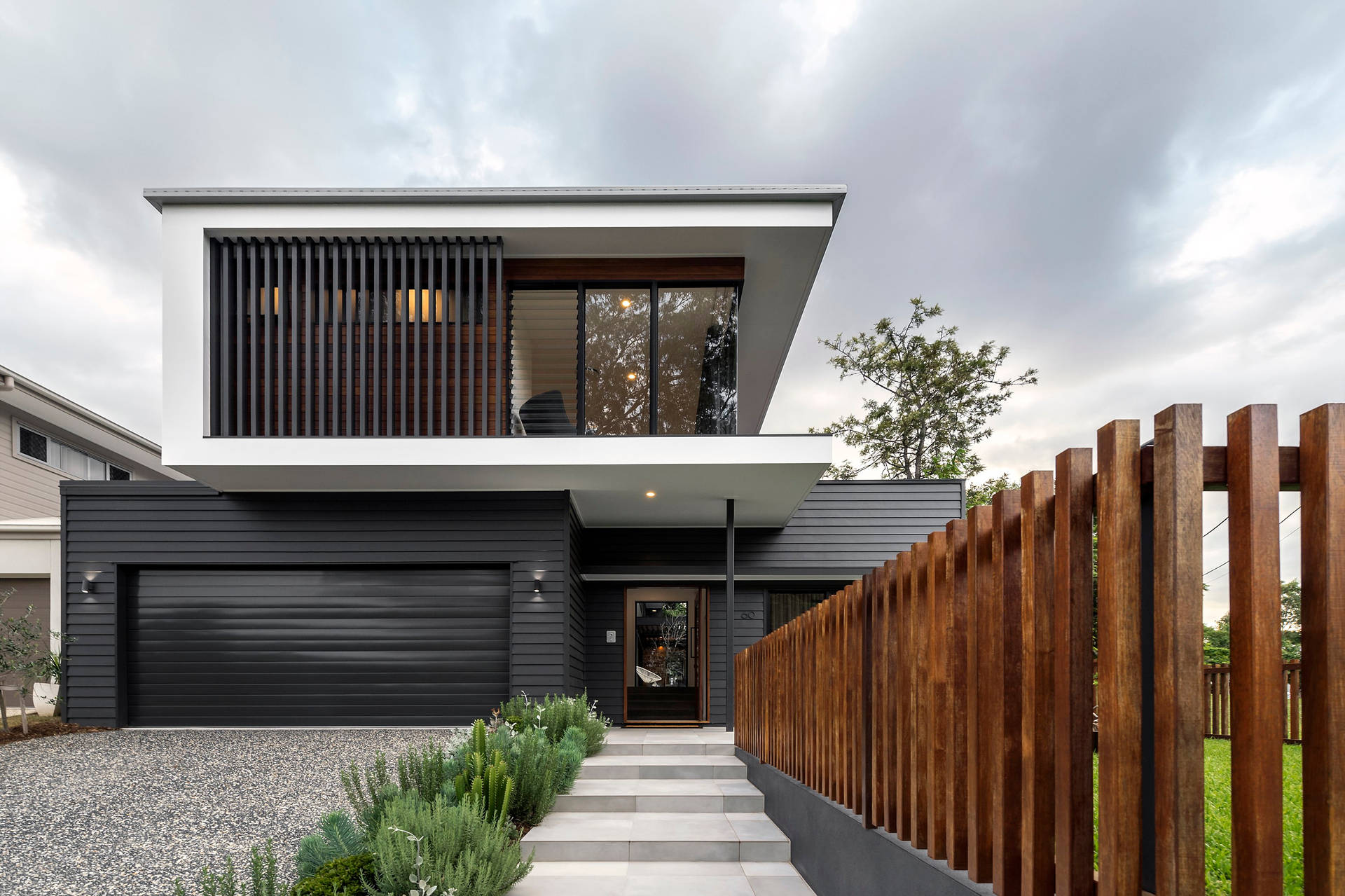 Modern Big House With Wooden Fence