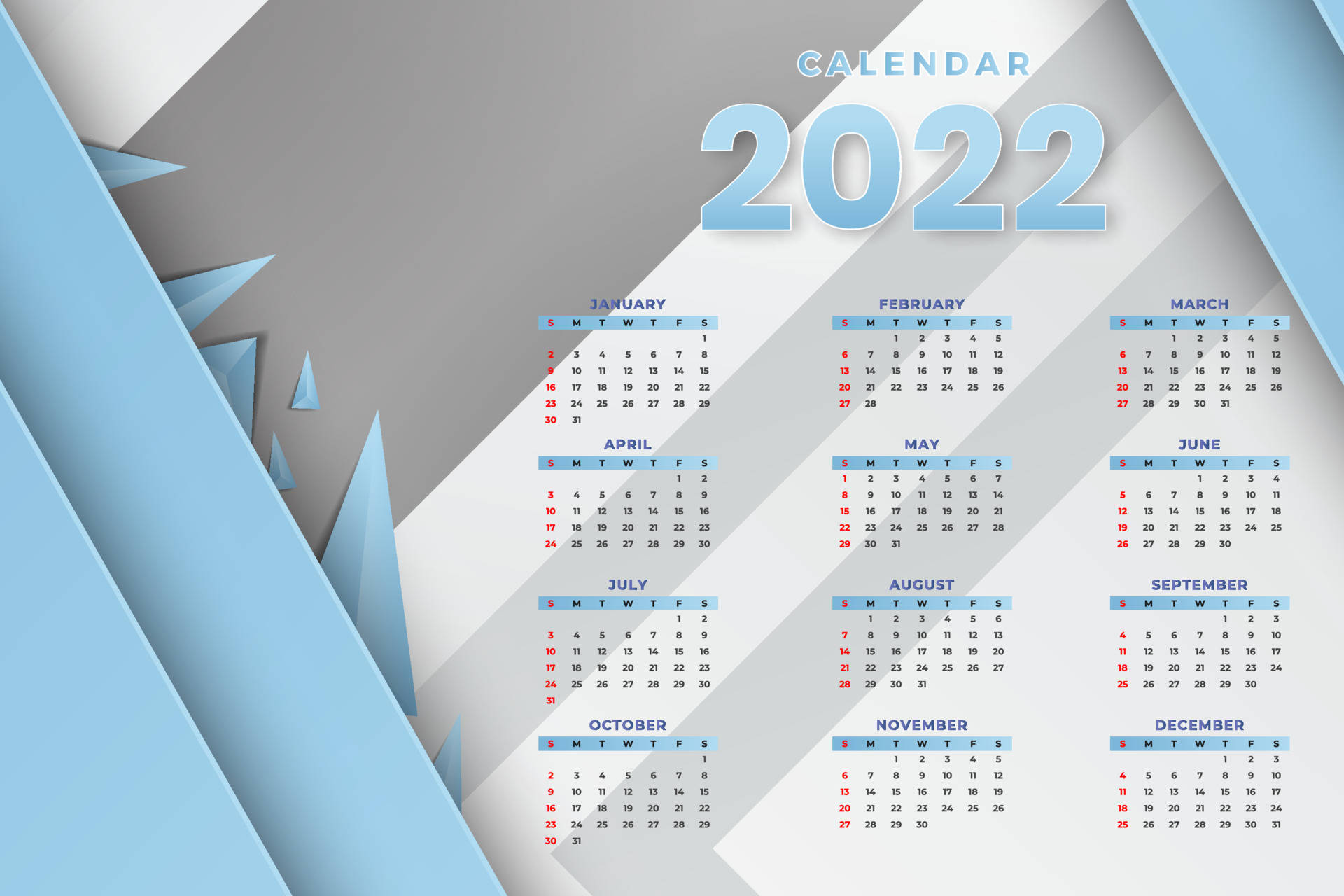 Modern Blue 2022 Calendar Background