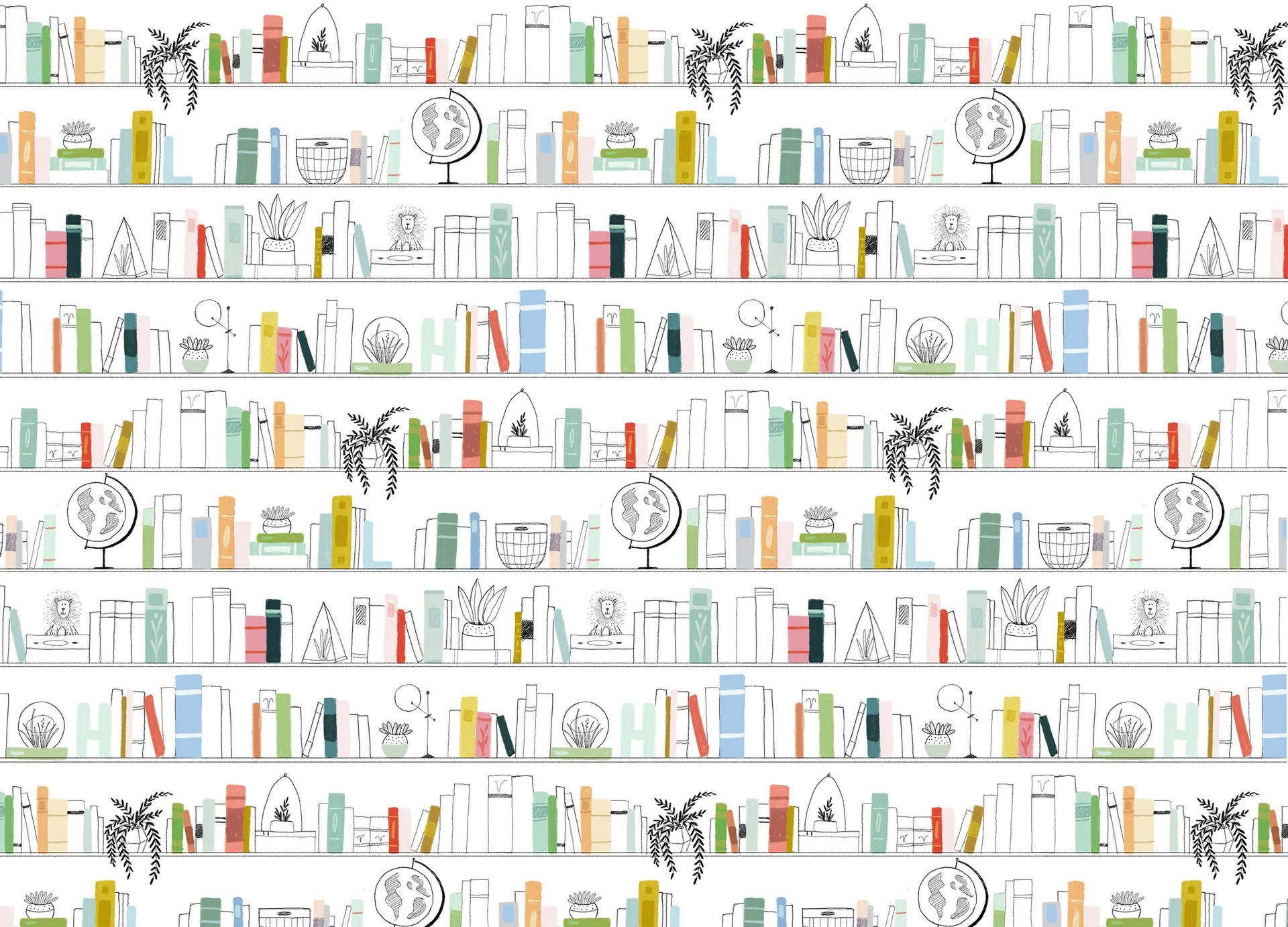 Modern Bookshelf Digital Art Background