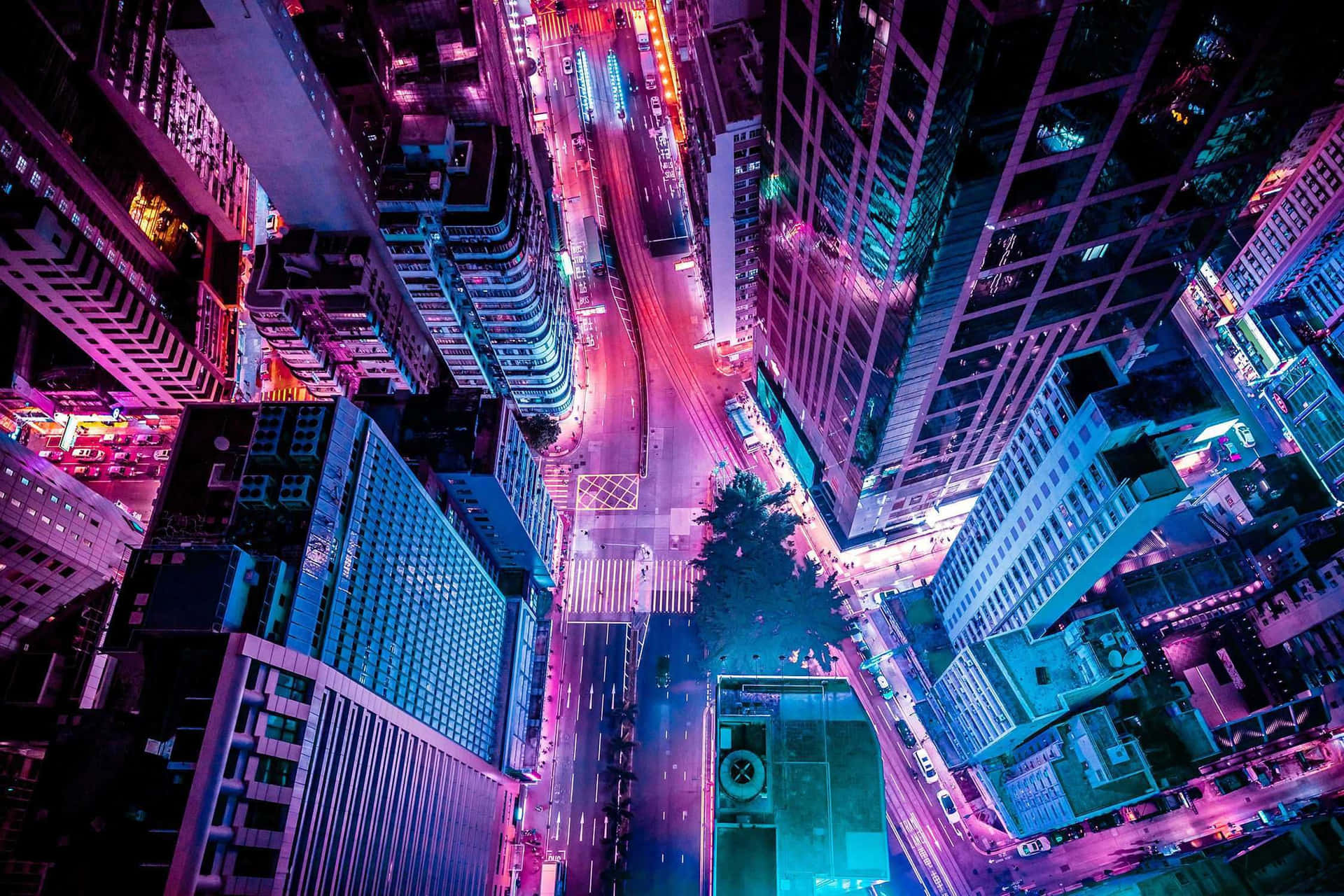 Modern City Neon Lights Tumblr Laptop Background