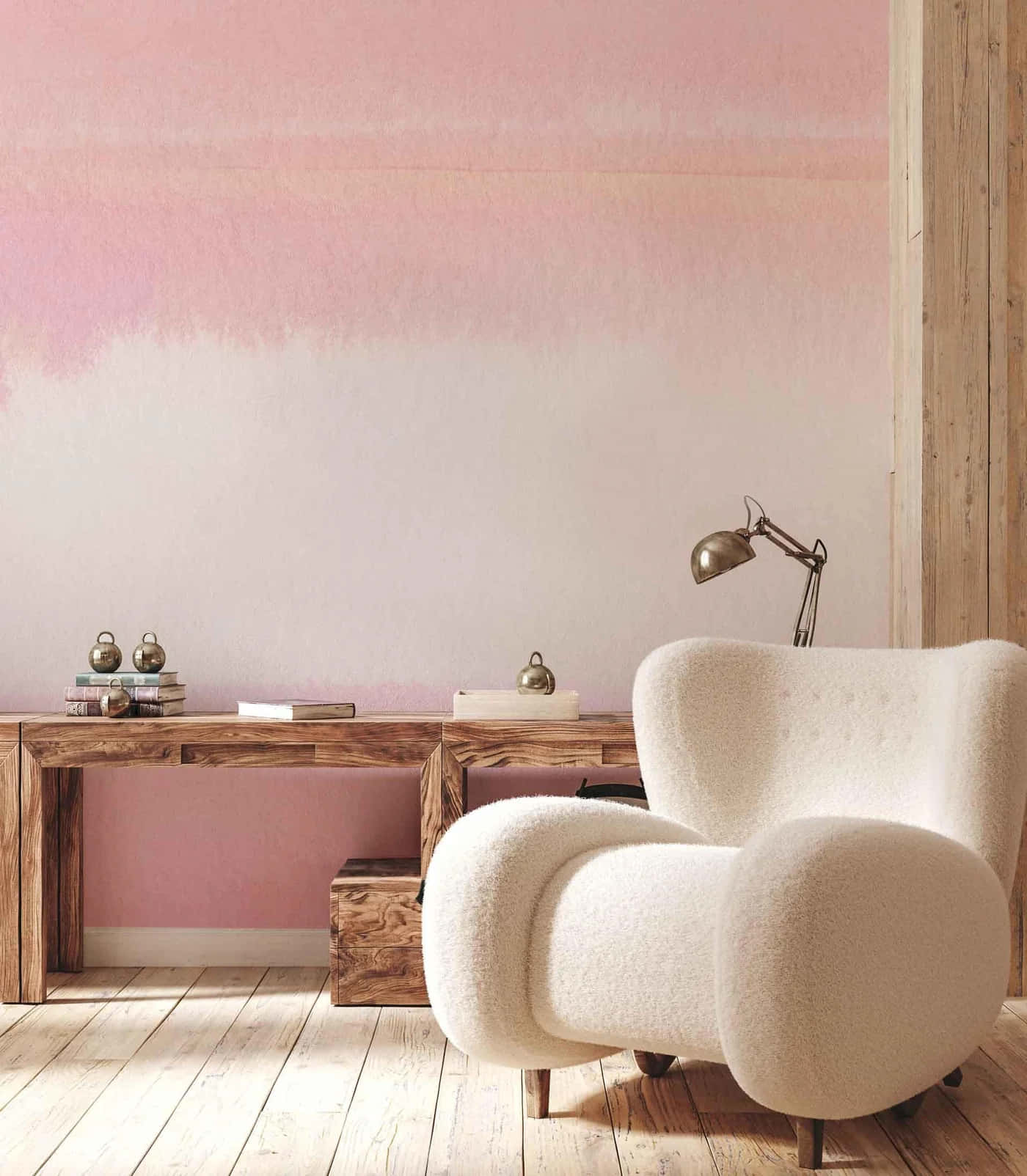 Modern Cozy Interiorwith Pink Accents Background