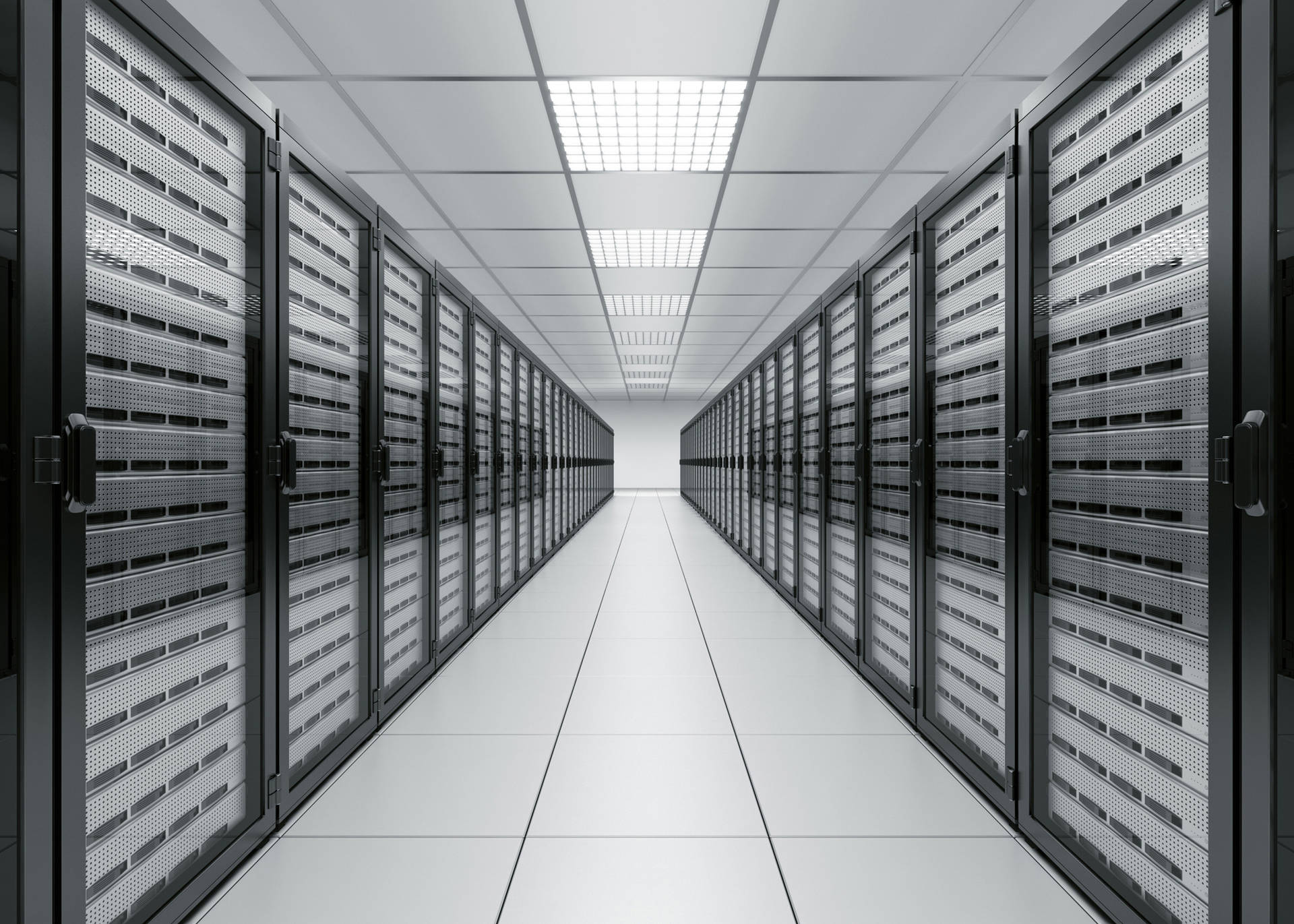 Modern Database Center Aisle Background