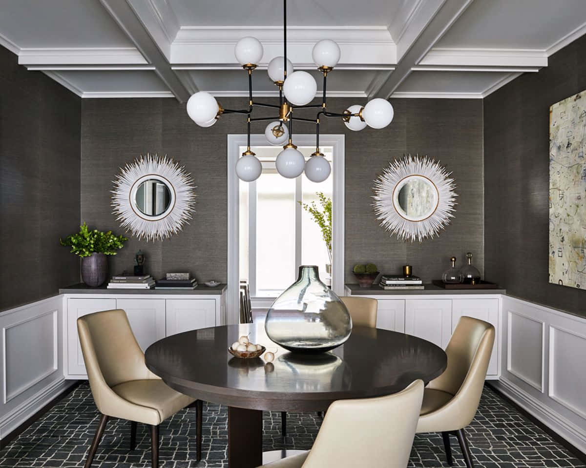 Modern Dining Roomwith Spherical Pendant Light Background
