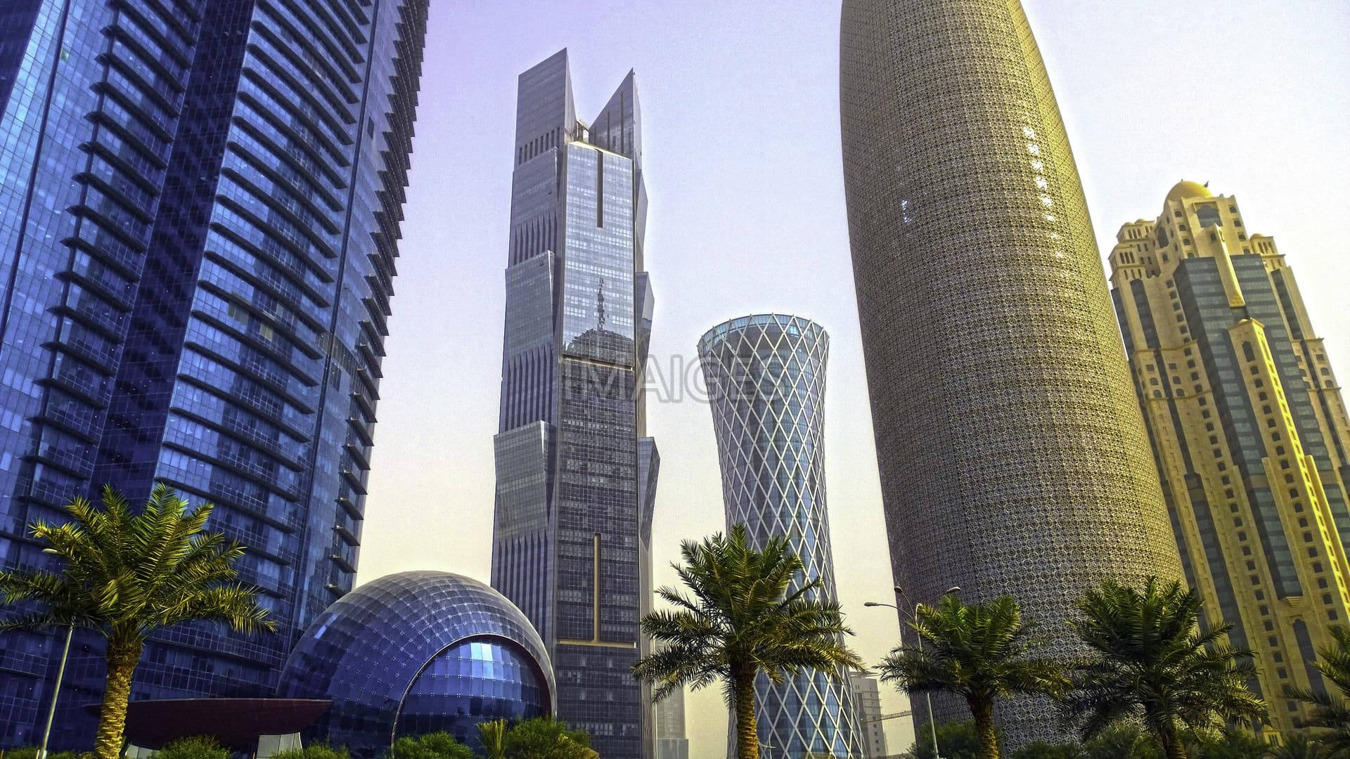 Modern Doha City Skyscrapers Background