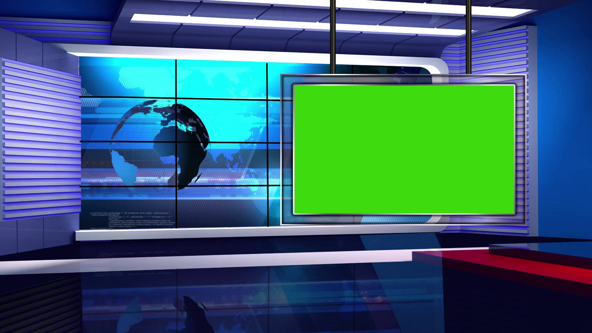 Modern Green Screen News Studio Set Background