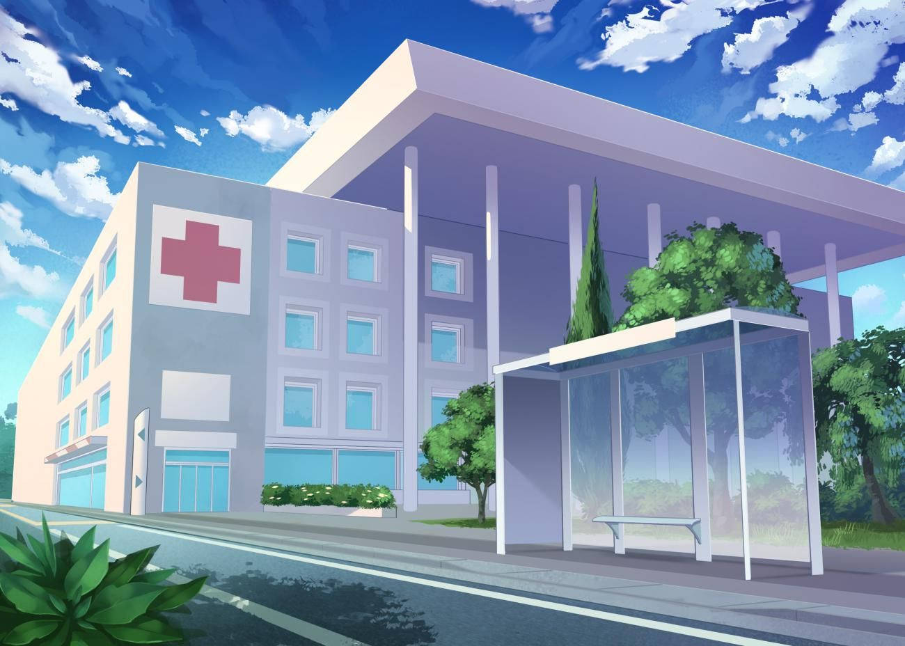 Modern Hospital Building Perspective Art Background