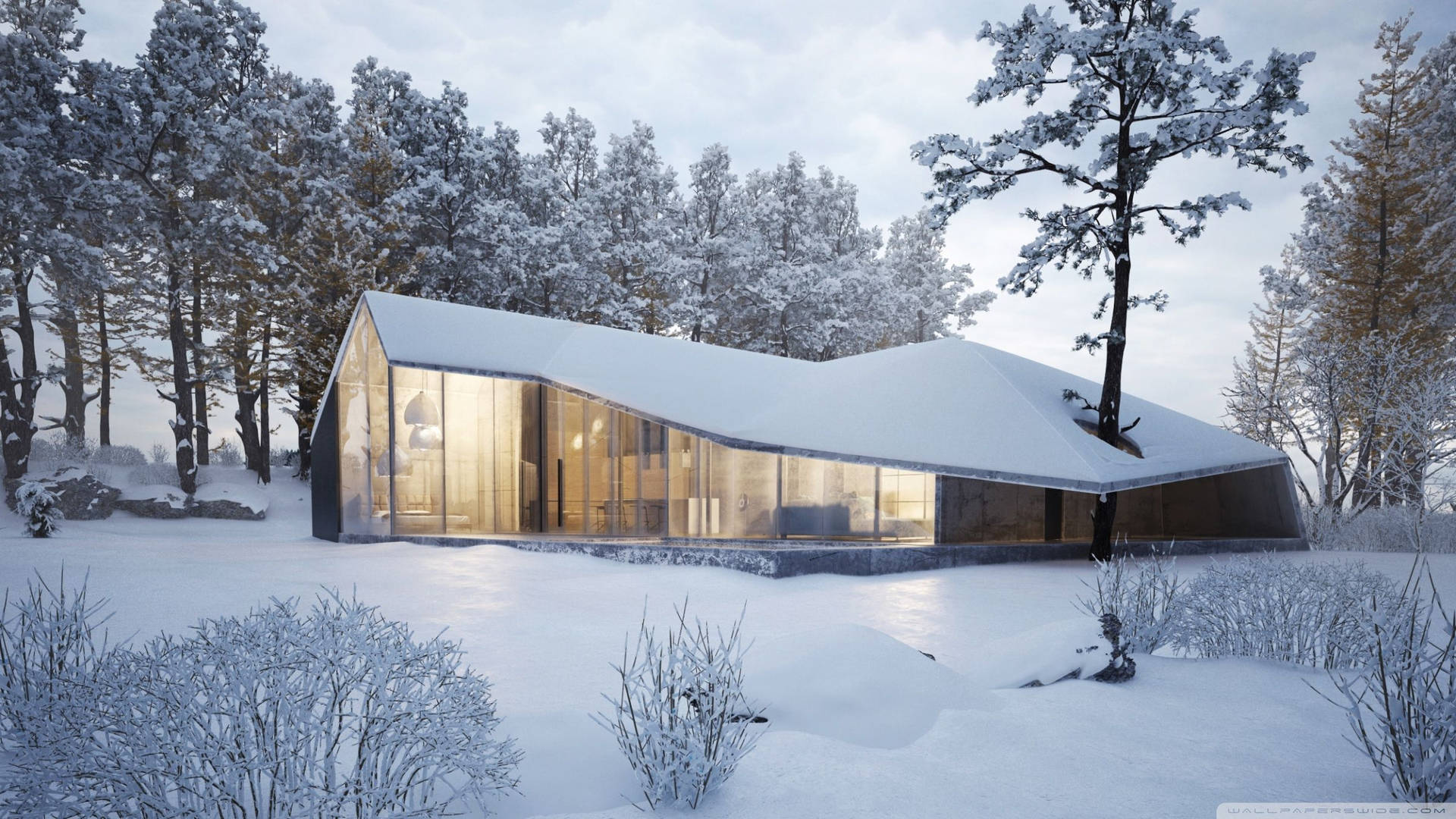 Modern House In Snow