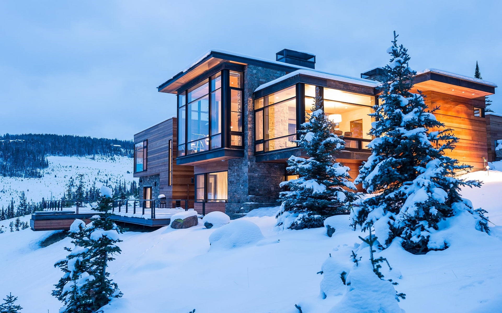 Modern House Snow-covered