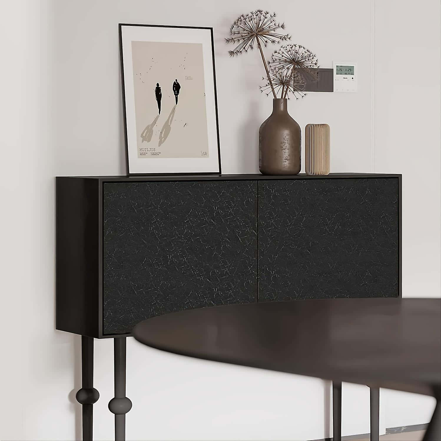 Modern Interior Black Silk Cabinet Background