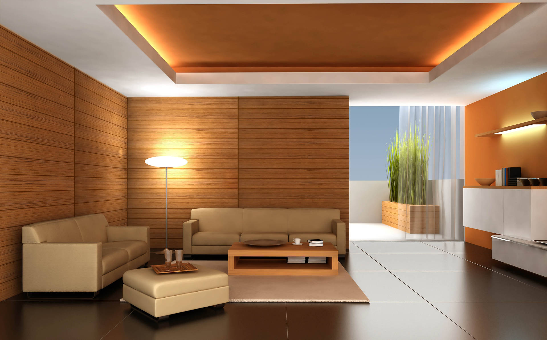 Modern Interior Wooden House Design Background