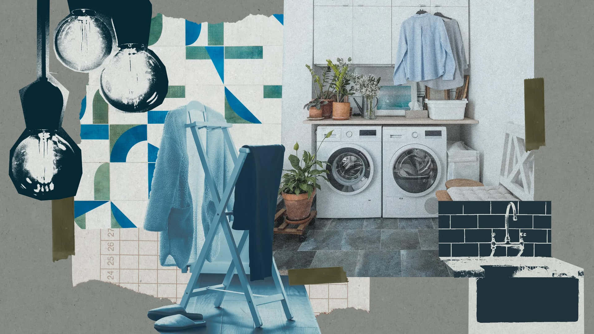 Modern Laundry Room Collage Art