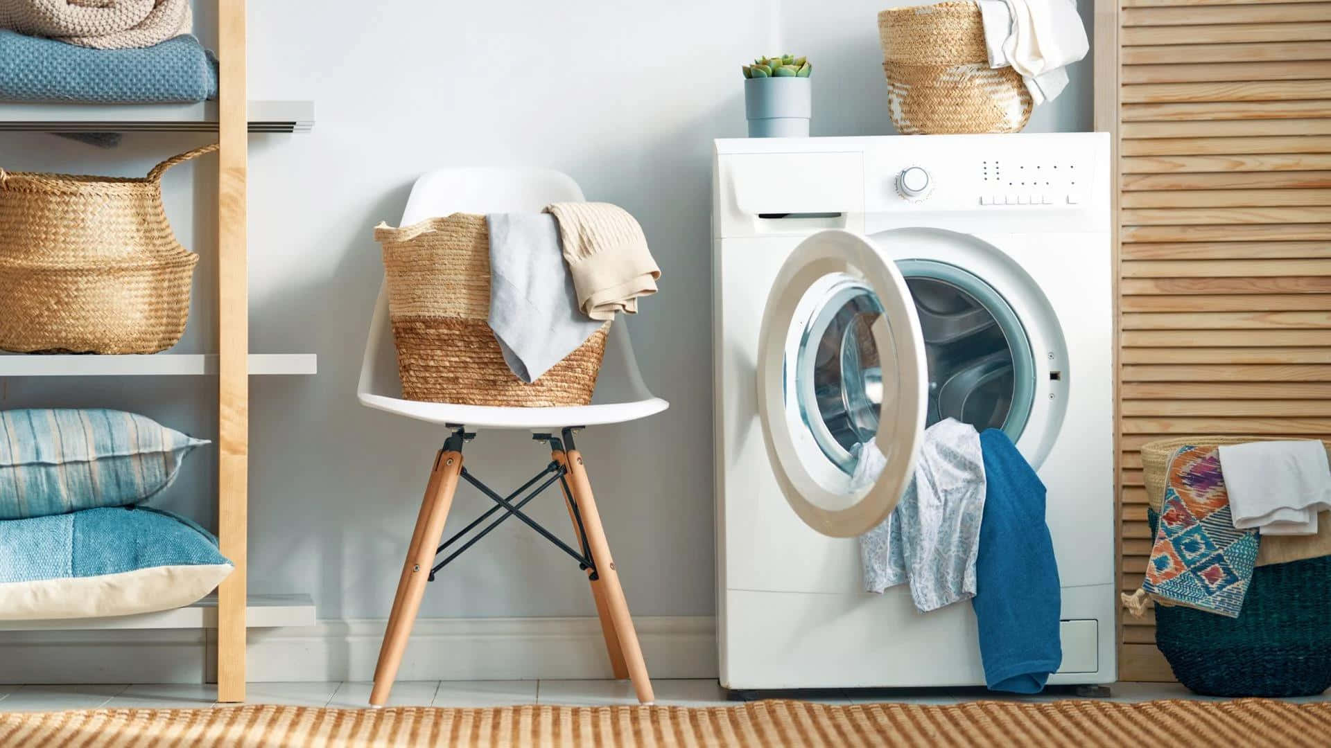 Modern Laundry Room Setup Background