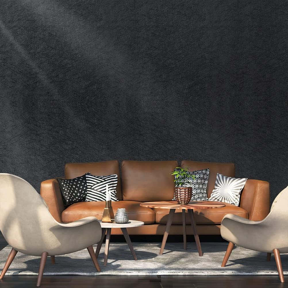 Modern Living Room Black Silk Wall Background