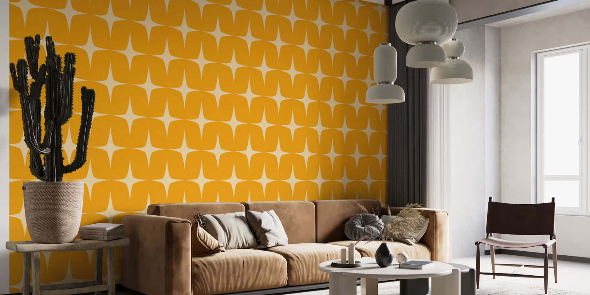 Modern Living Room Starburst Wallpaper Design Background
