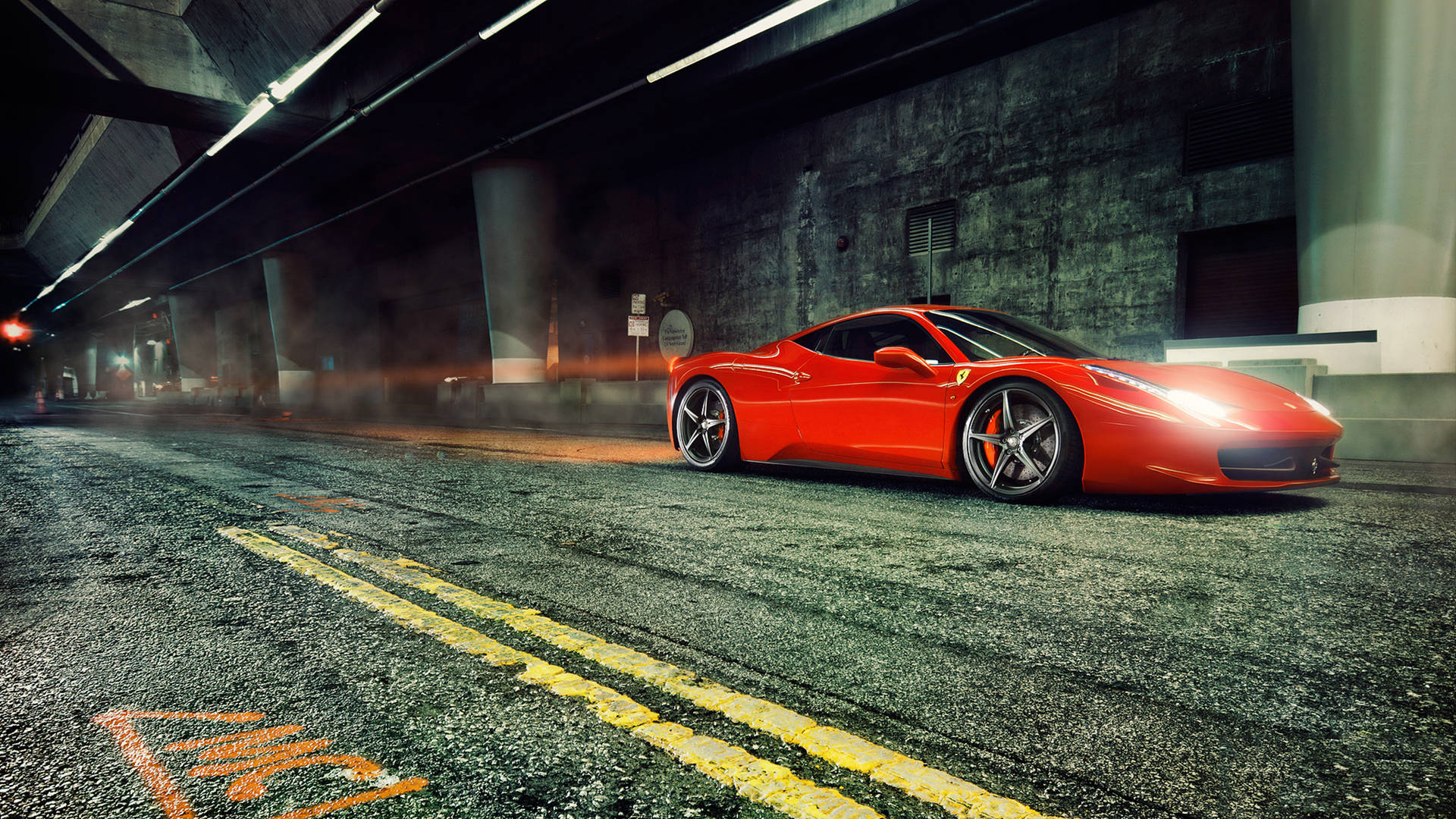 Modern Luxury Sports Car On A Highway Scenery Background