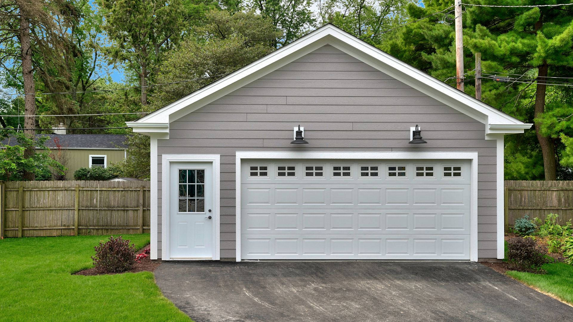 Modern Minimalist Garden Garage Door Background