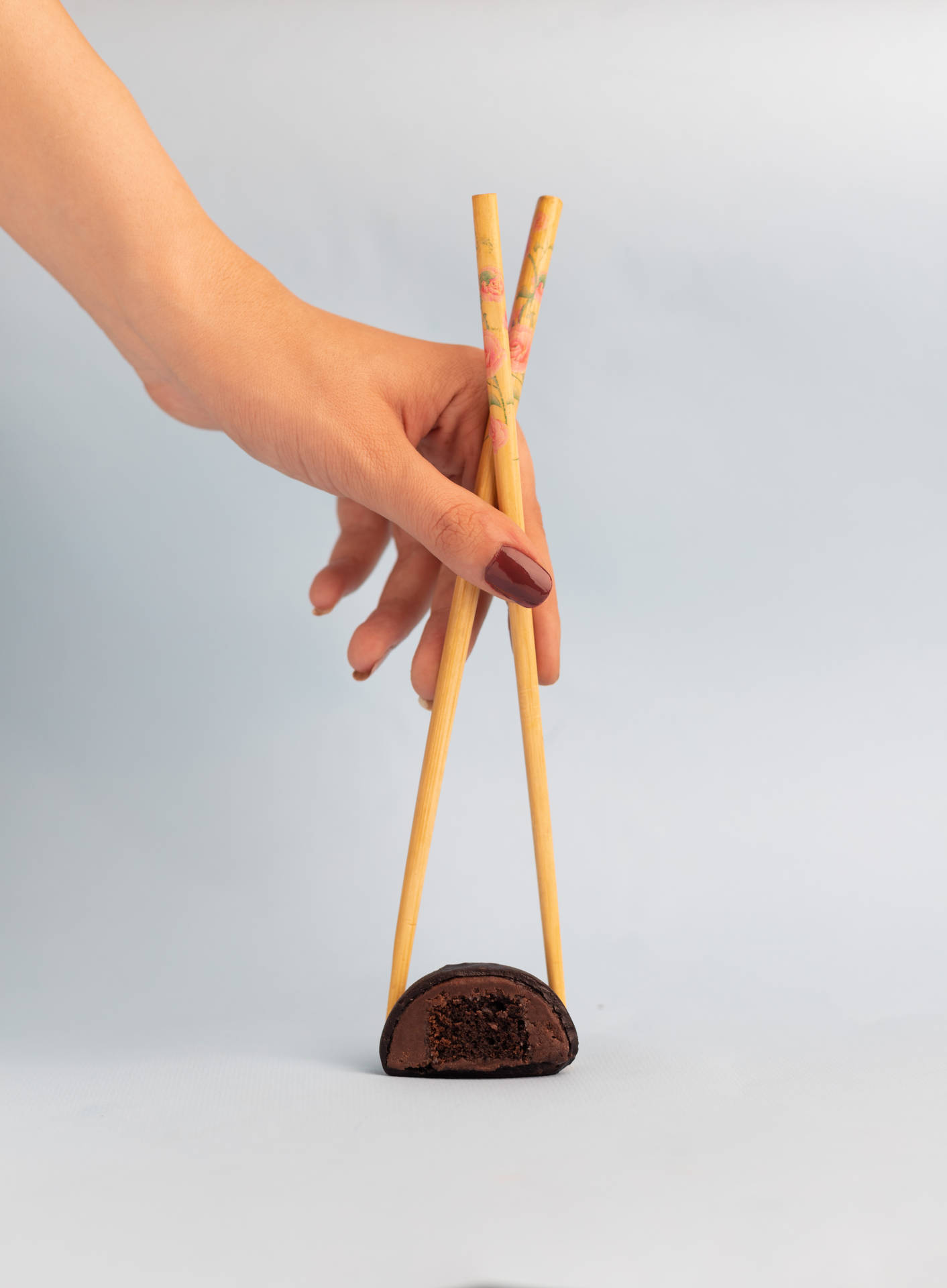 Modern Mochi With Chopsticks Background