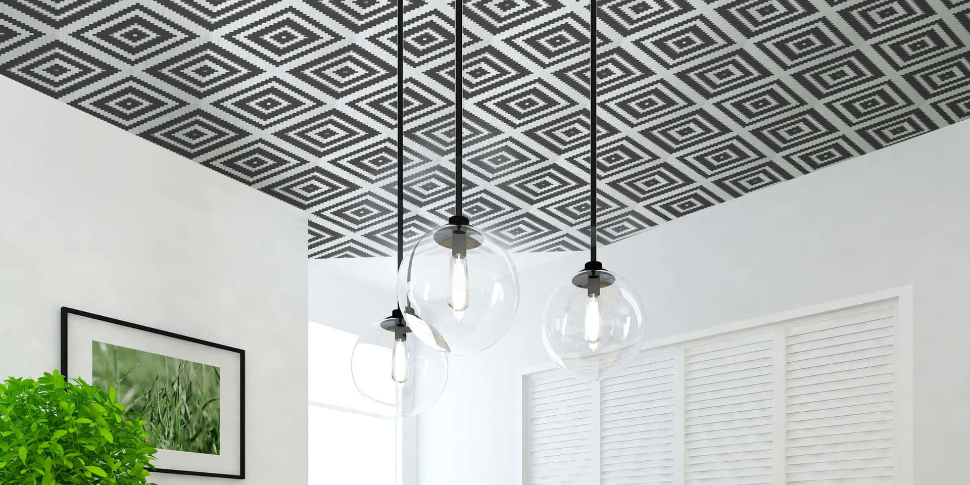Modern Pendant Lights Geometric Ceiling Pattern Background