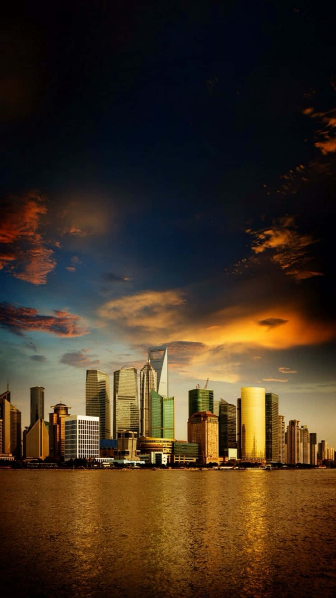 Modern Riverbank Cityscape Skyview Iphone Background