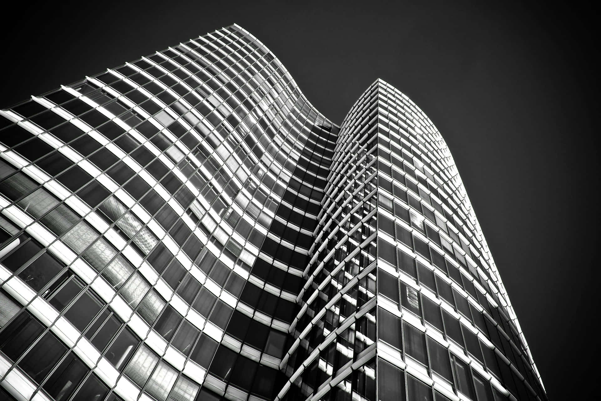Modern Skyscraper Curvature Blackand White Background