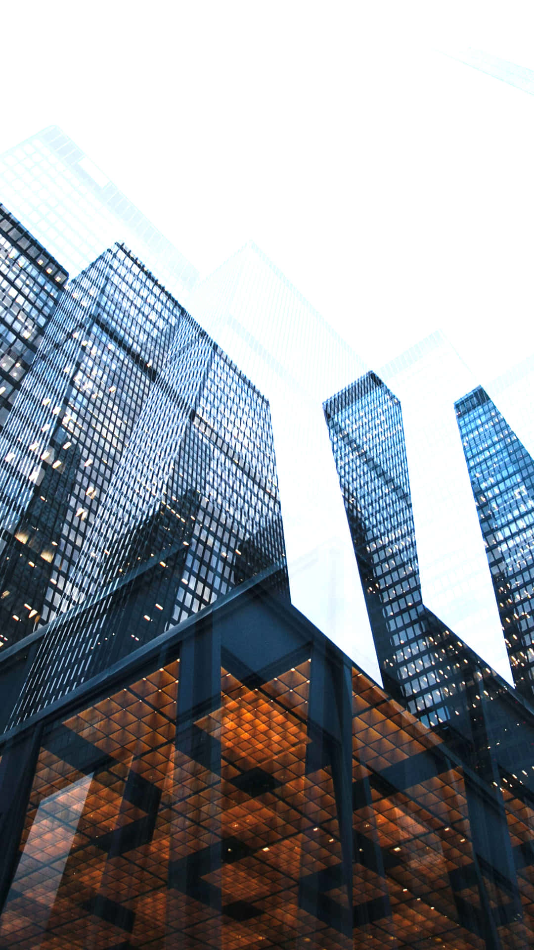 Modern Skyscrapers Glass Facades4 K Business Background