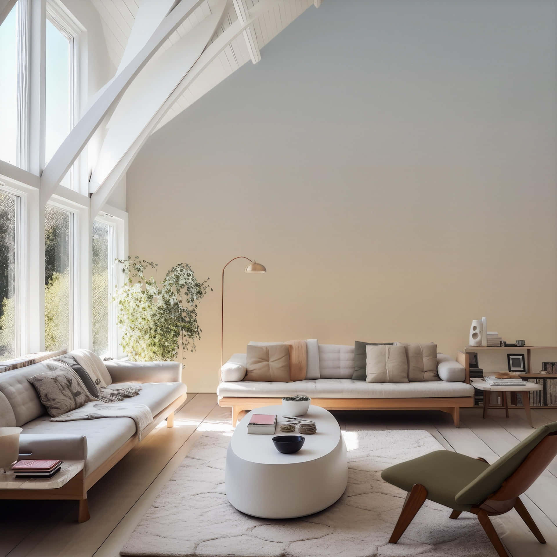 Modern Sunlit Living Room Interior Background
