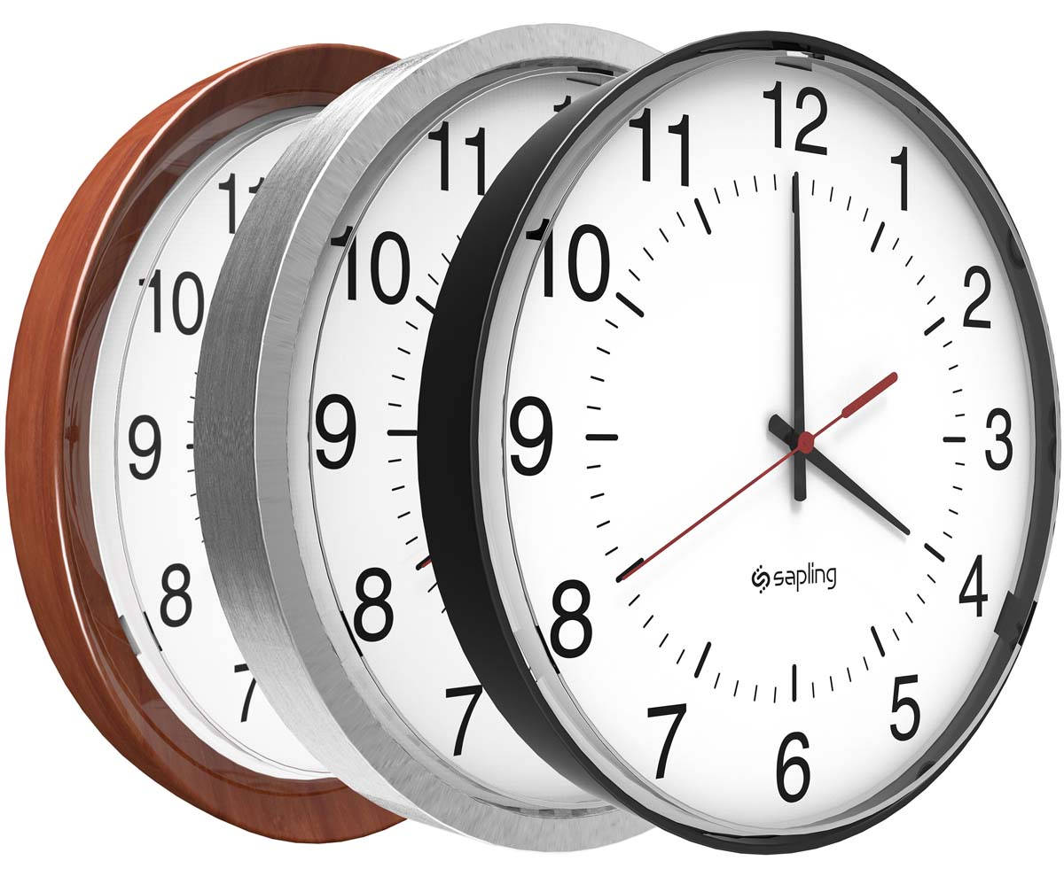 Modern Timepieces: Slim Sapling Round Clocks Background