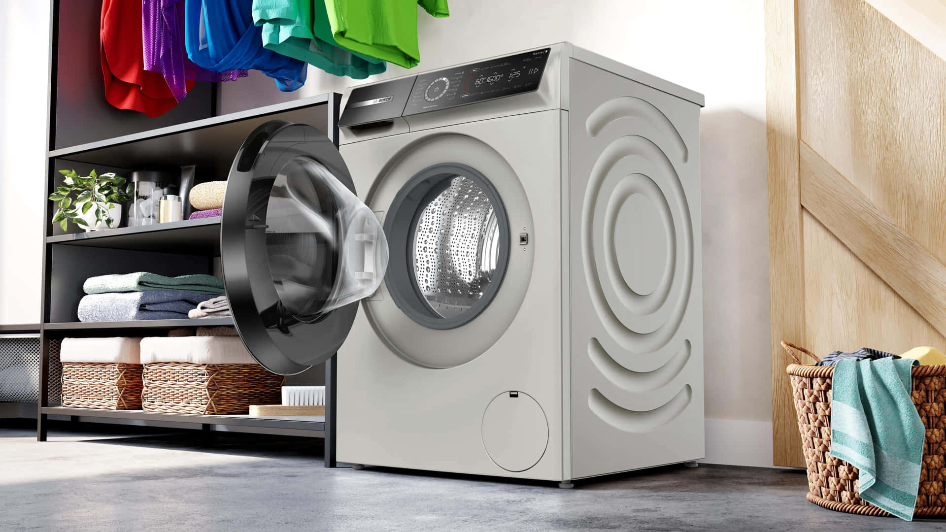 Modern Washing Machinein Laundry Room.jpg Background