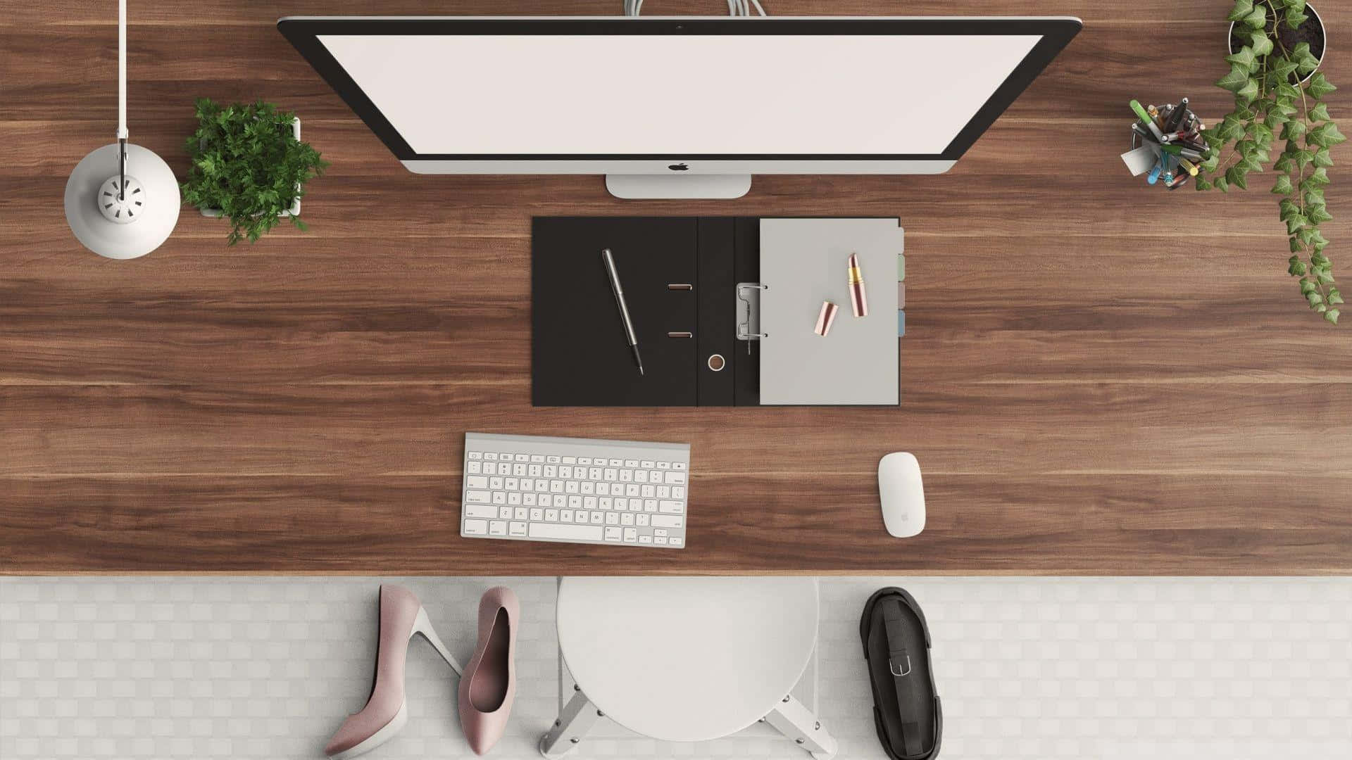 Modern Workstation Setup Top View.jpg Background