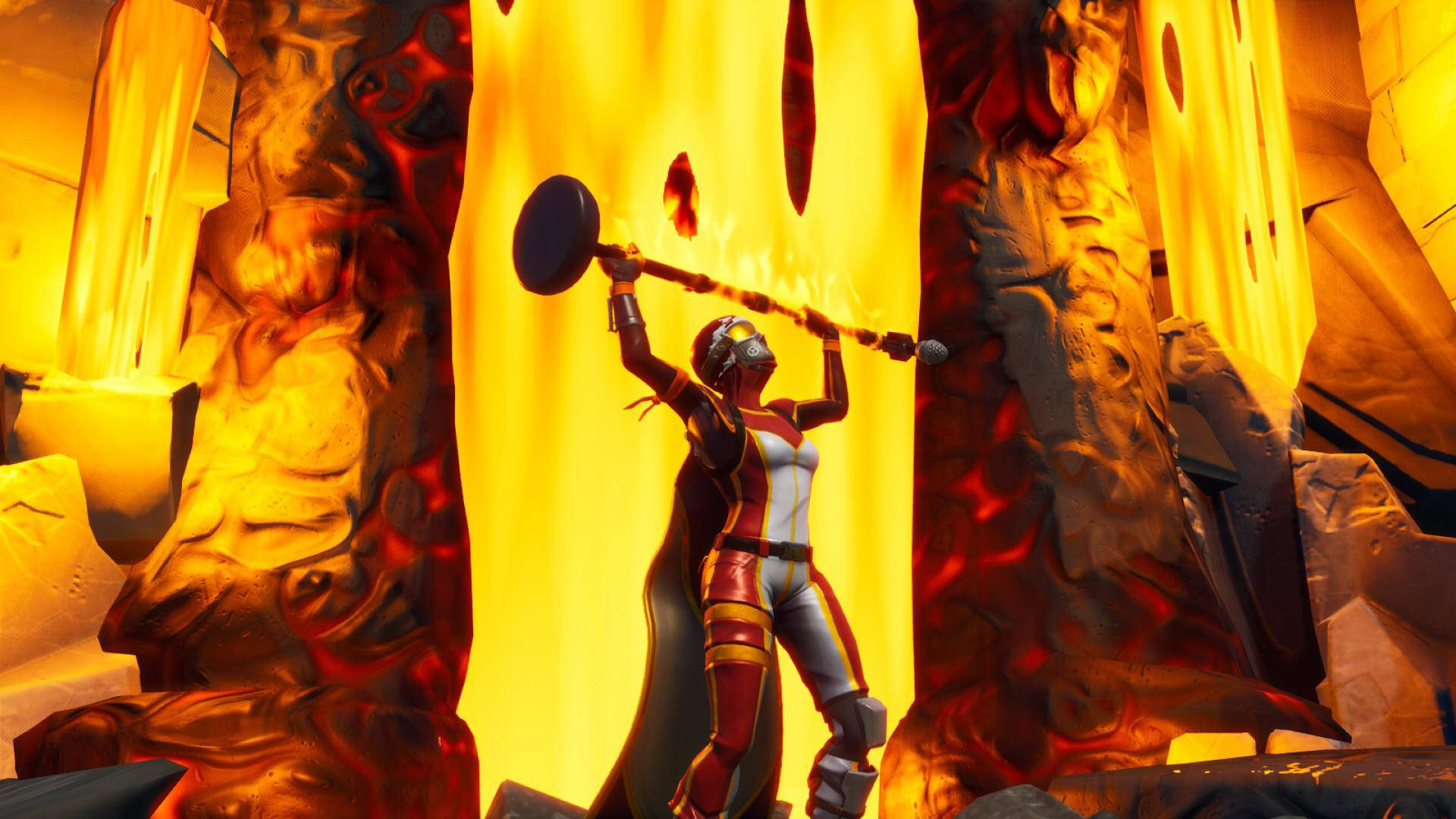 Mogul Master Skier In The Flames Background