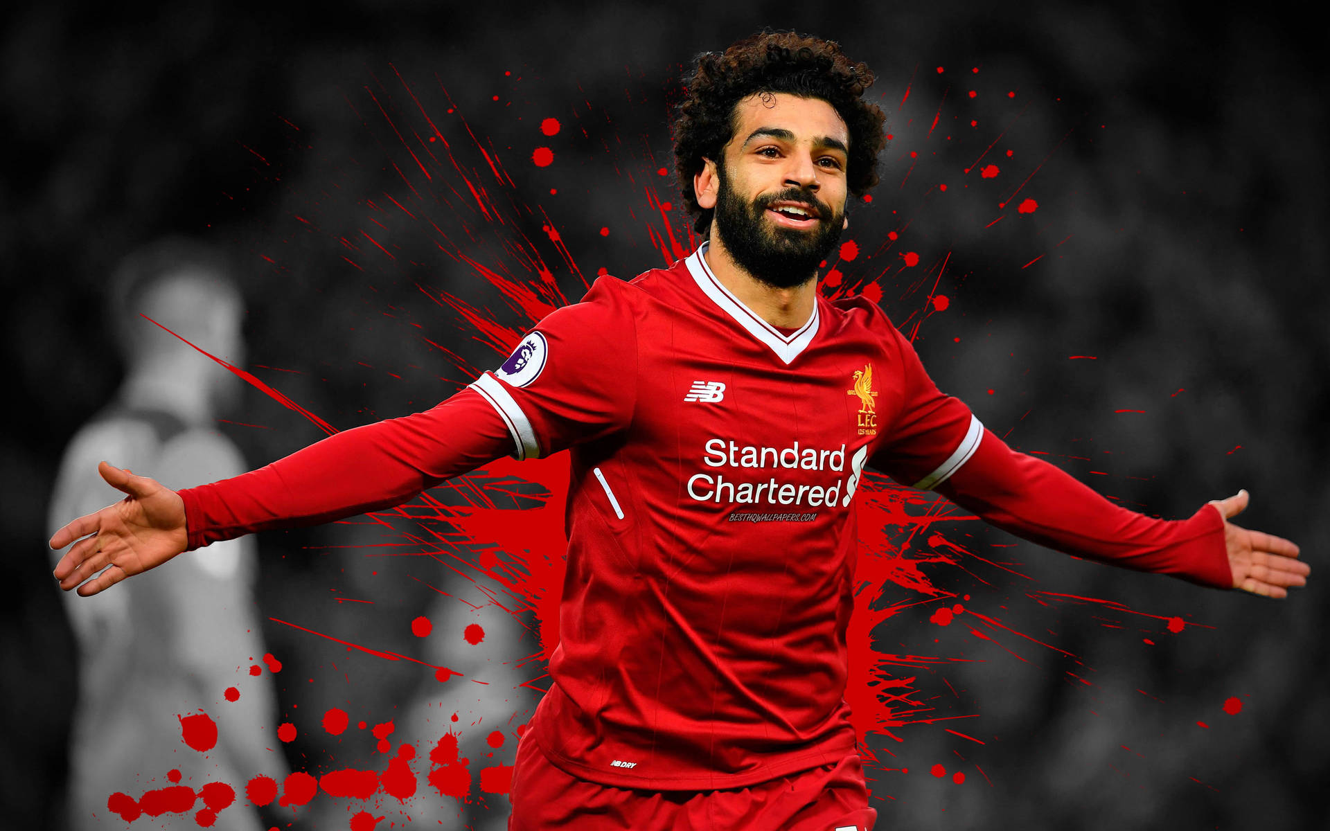 Mohamed Red Uniform Liverpool 4k Background