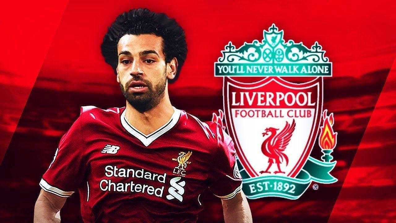 Mohamed Salah And Liverpool Logo Background