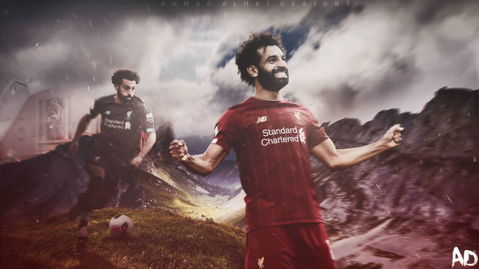 Mohamed Salah Mountain Splash Art Background