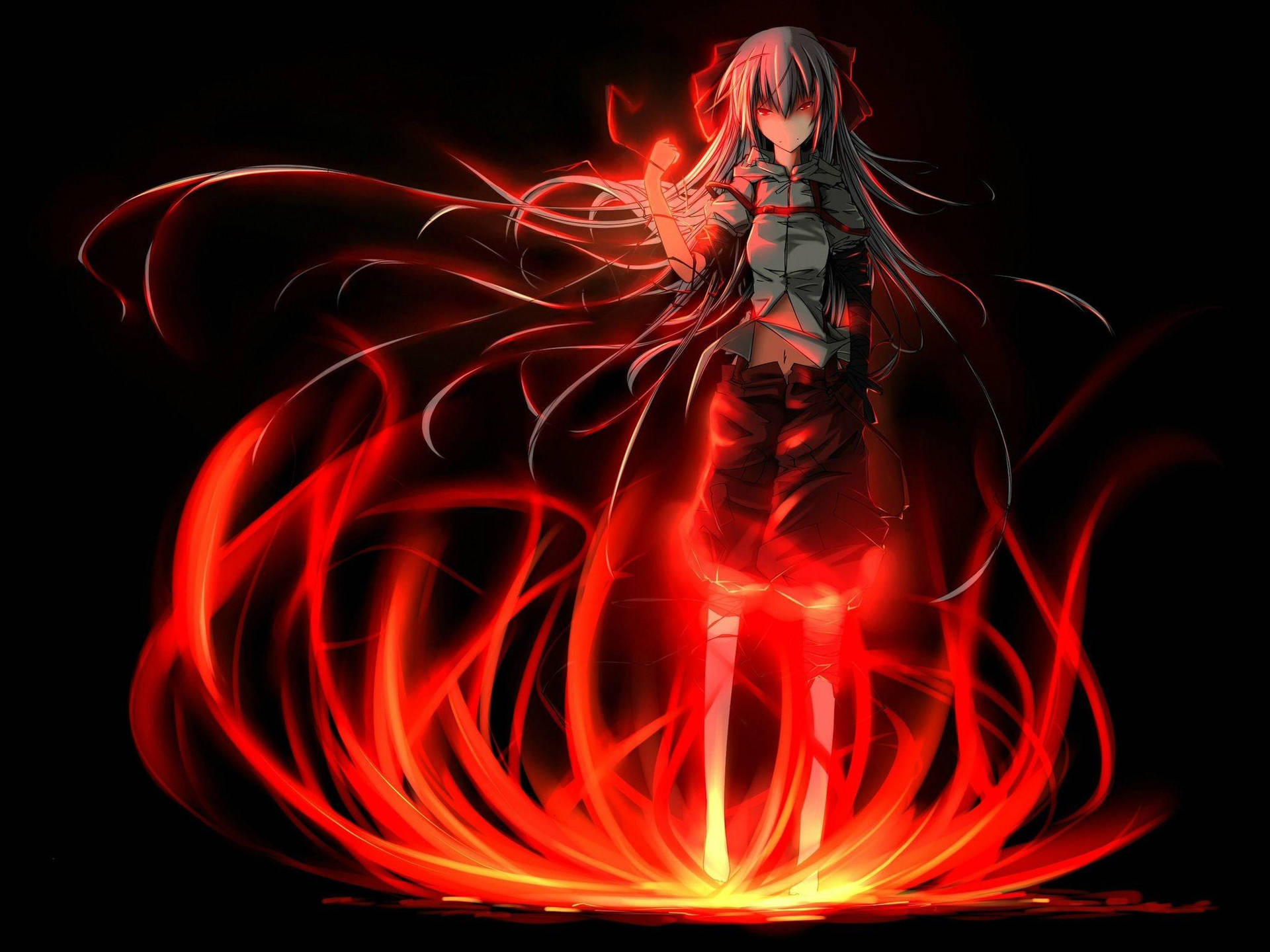 Mokou Red Fire Anime Background