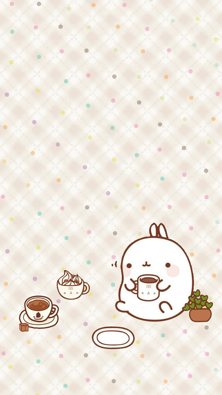 Molang Drinking Coffee Background
