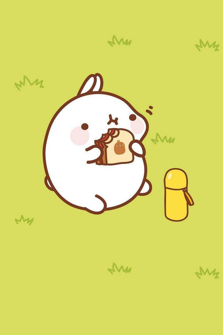 Molang Eating A Sandwich Background