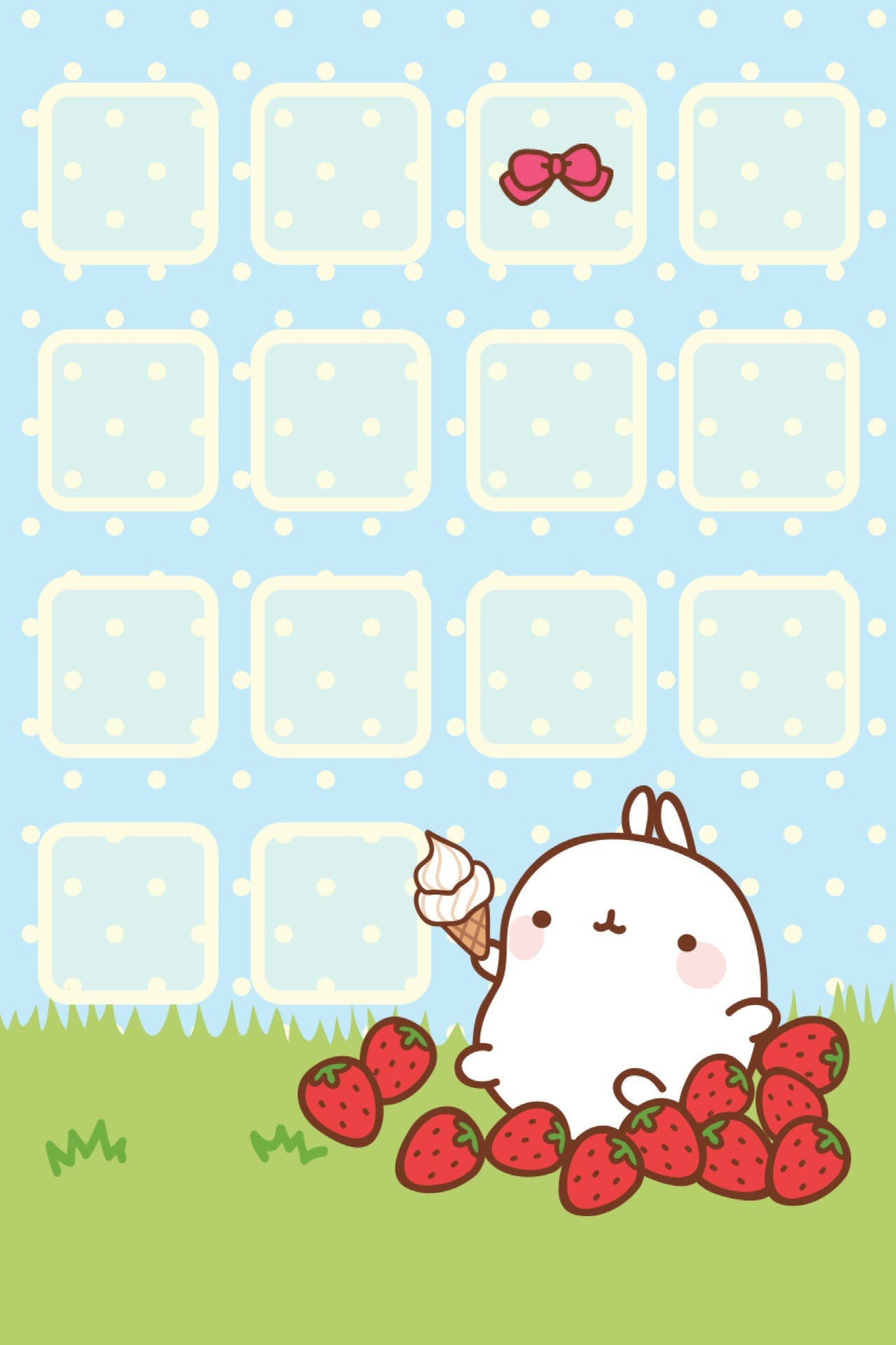 Molang Holding Ice Cream Background