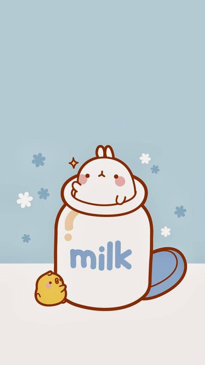 Molang In A Milk Bottle Background