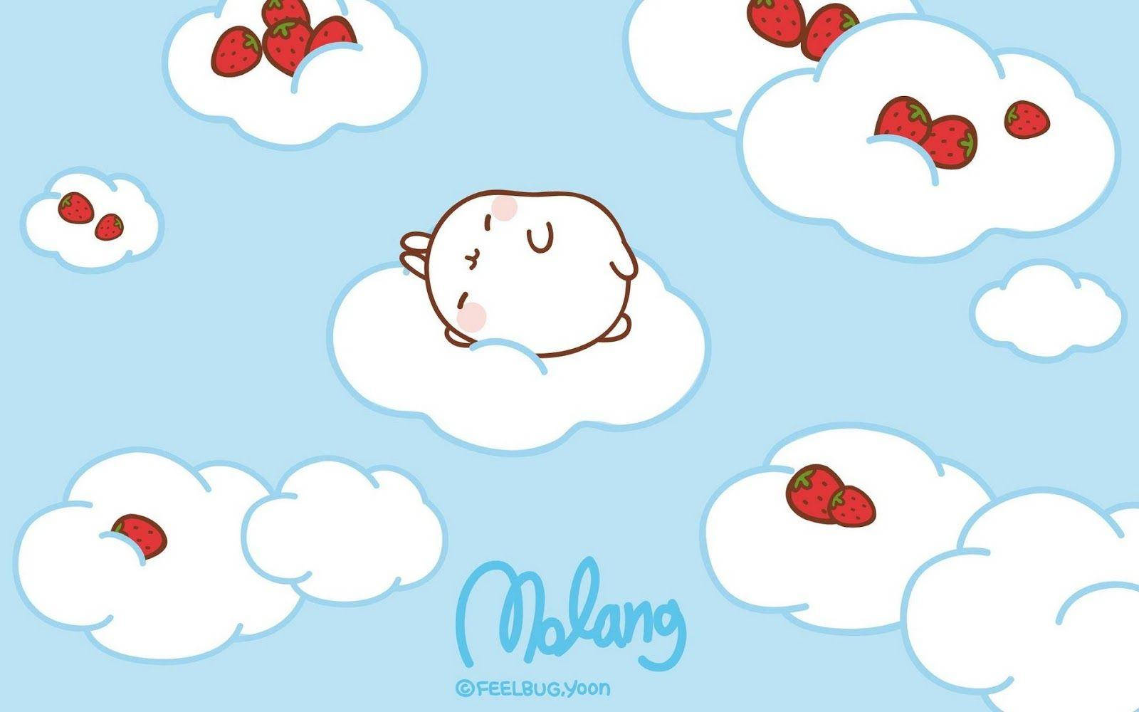 Molang On A Cloud Background