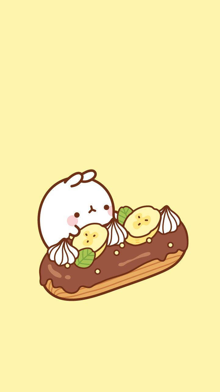 Molang With Choco Banana Dessert Background