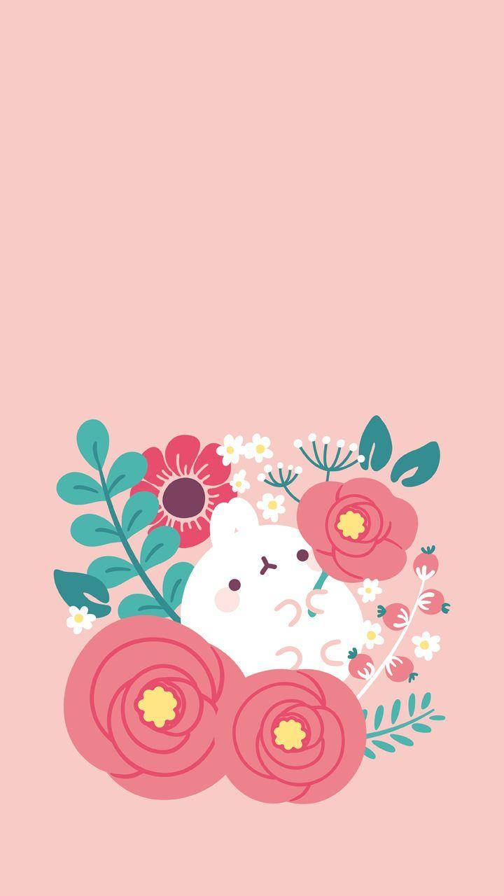 Molang With Flowers Background