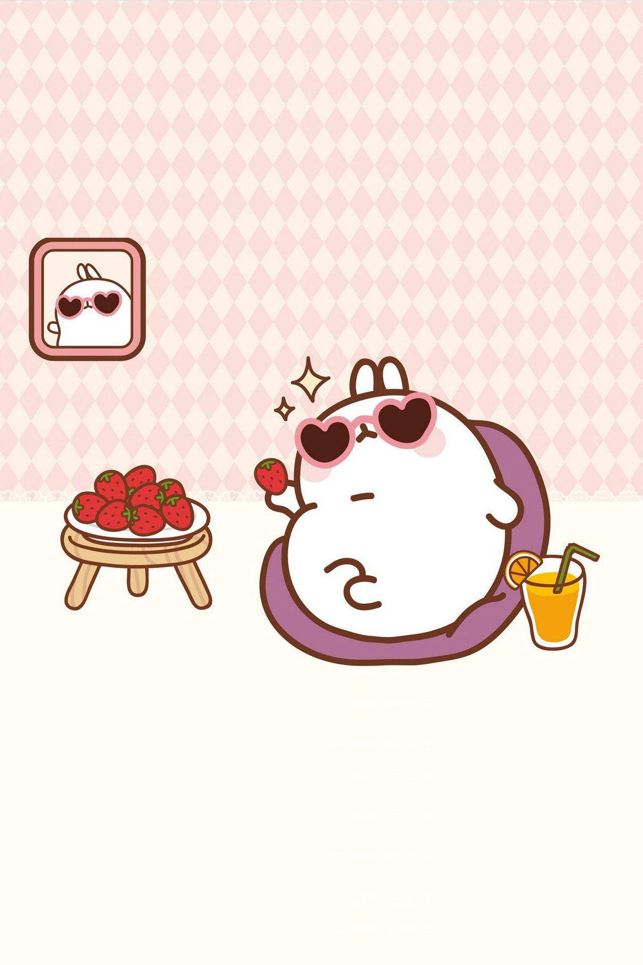 Molang With Heart Sunglasses Background